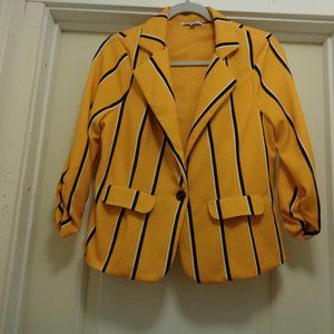 GANGSTER CRESENT & WILLOW BRIGHT MUSTARD BLACK WHITE STRIPES THIN JACKET…